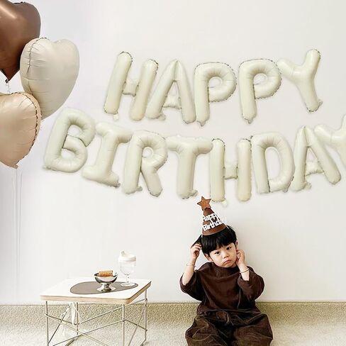 Cream White Happy Birthday Balloon Banner 16 Inch Mylar Foil Letters For Boys Girls Happy Birthday Party Decorations Supplies in Saudi Arabia