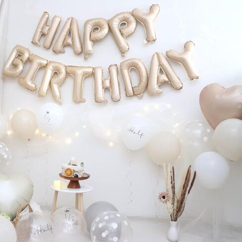 Cream White Happy Birthday Balloon Banner 16 Inch Mylar Foil Letters For Boys Girls Happy Birthday Party Decorations Supplies in Saudi Arabia