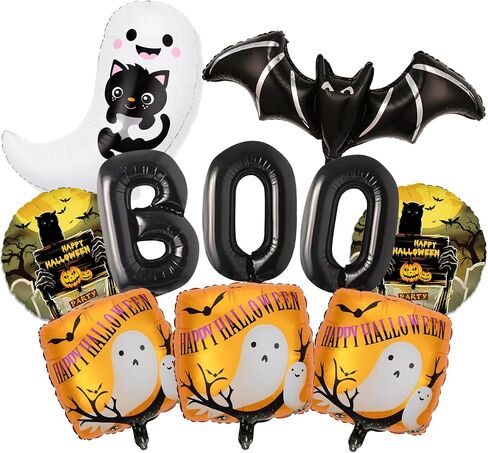 9pcs Halloween Ghost Witch Hat Boo Pallonons ، Pink Boo Foil Balloon لزخارف الحفلات الهالوين ، شبح دش الطفل in Kuwait