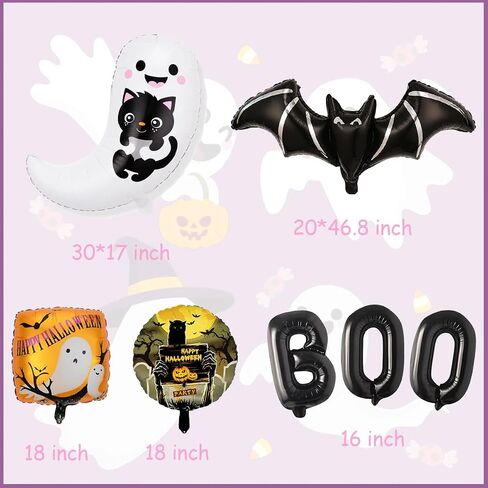 9pcs Halloween Ghost Witch Hat Boo Pallonons ، Pink Boo Foil Balloon لزخارف الحفلات الهالوين ، شبح دش الطفل in Kuwait