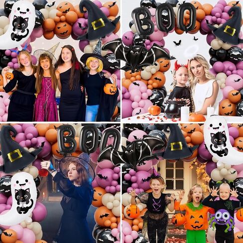 9pcs Halloween Ghost Witch Hat Boo Pallonons ، Pink Boo Foil Balloon لزخارف الحفلات الهالوين ، شبح دش الطفل in Kuwait