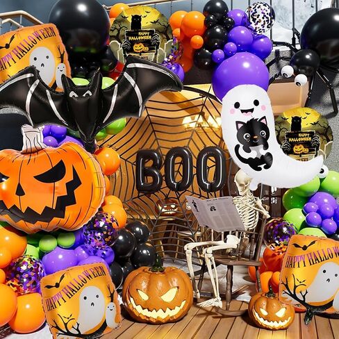 9pcs Halloween Ghost Witch Hat Boo Pallonons ، Pink Boo Foil Balloon لزخارف الحفلات الهالوين ، شبح دش الطفل in Kuwait