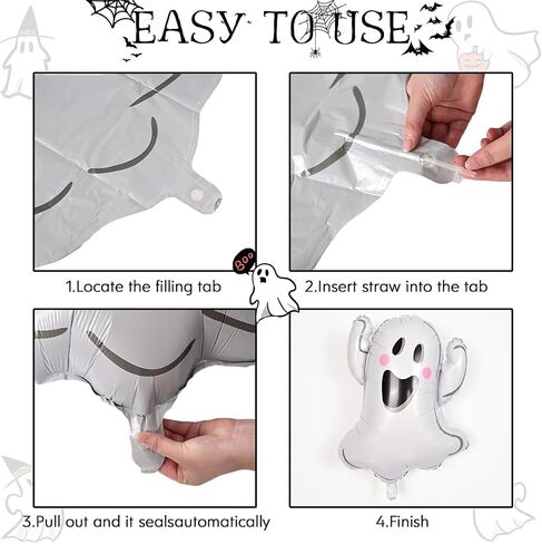 9pcs Halloween Ghost Witch Hat Boo Pallonons ، Pink Boo Foil Balloon لزخارف الحفلات الهالوين ، شبح دش الطفل in Kuwait