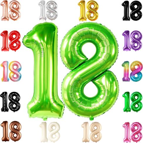 KatchOn, Black 18 Balloon Numbers - Giant, 40 Inch | 18 Balloon for 18th Birthday Decorations for Boys, Girls | Black Party Decorations | 18 Balloons for 18th Happy Anniversary Decorations in Saudi Arabia