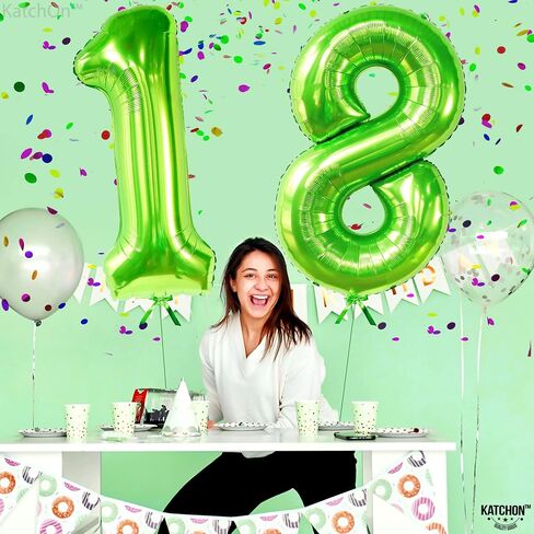 KatchOn, Black 18 Balloon Numbers - Giant, 40 Inch | 18 Balloon for 18th Birthday Decorations for Boys, Girls | Black Party Decorations | 18 Balloons for 18th Happy Anniversary Decorations in Saudi Arabia