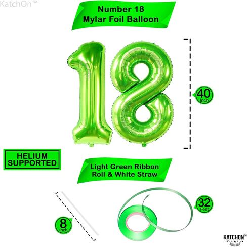 KatchOn, Black 18 Balloon Numbers - Giant, 40 Inch | 18 Balloon for 18th Birthday Decorations for Boys, Girls | Black Party Decorations | 18 Balloons for 18th Happy Anniversary Decorations in Saudi Arabia