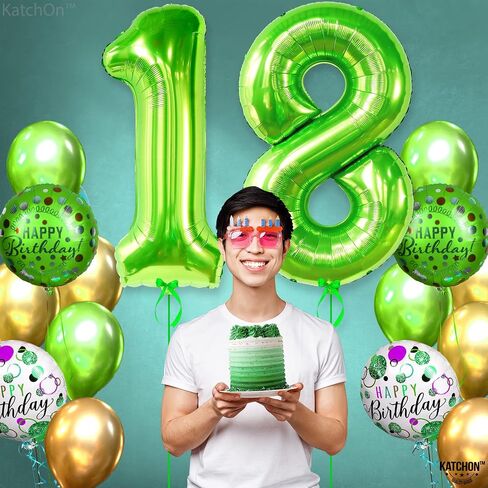 KatchOn, Black 18 Balloon Numbers - Giant, 40 Inch | 18 Balloon for 18th Birthday Decorations for Boys, Girls | Black Party Decorations | 18 Balloons for 18th Happy Anniversary Decorations in Saudi Arabia