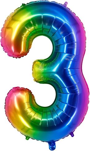 Rainbow Number 6 Balloon Number Foil Helium Balloons Self-Sealing Birthday Decorations Anniversary Party Décor 40inch Number（Rainbow6） in Saudi Arabia