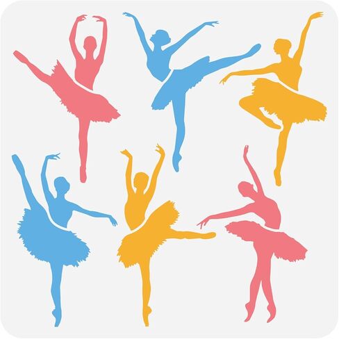 FINGERINSPIRE Ballerinas 11.8x11.8 inch Dance Ballerina Silhouette Painting Stencil Plastic 5 Styles Ballet Dancer Patterns Reusable DIY Art and Craft Stencil for Wood Sign Home Decor in Saudi Arabia