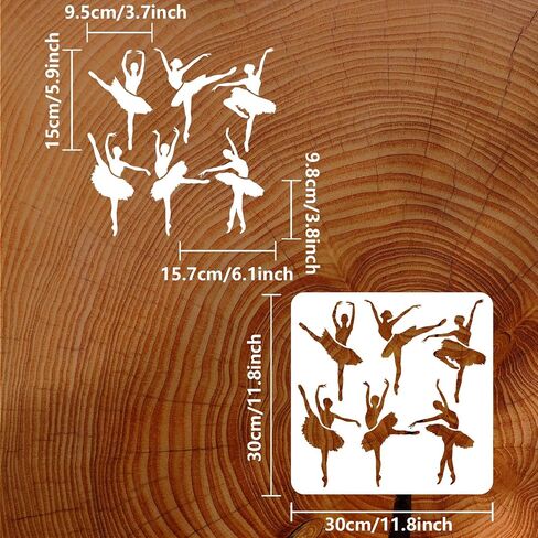 FINGERINSPIRE Ballerinas 11.8x11.8 inch Dance Ballerina Silhouette Painting Stencil Plastic 5 Styles Ballet Dancer Patterns Reusable DIY Art and Craft Stencil for Wood Sign Home Decor in Saudi Arabia