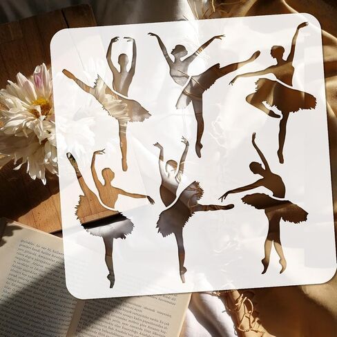 FINGERINSPIRE Ballerinas 11.8x11.8 inch Dance Ballerina Silhouette Painting Stencil Plastic 5 Styles Ballet Dancer Patterns Reusable DIY Art and Craft Stencil for Wood Sign Home Decor in Saudi Arabia