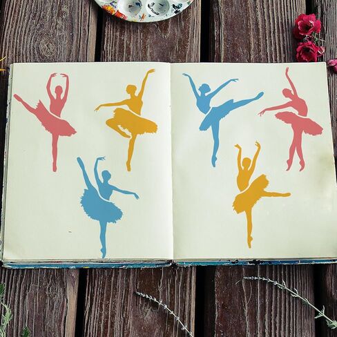 FINGERINSPIRE Ballerinas 11.8x11.8 inch Dance Ballerina Silhouette Painting Stencil Plastic 5 Styles Ballet Dancer Patterns Reusable DIY Art and Craft Stencil for Wood Sign Home Decor in Saudi Arabia