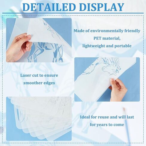 FINGERINSPIRE 15 Pcs Horse Painting Stencil Set 8.3x11.7" 11.8x11.8" Prince Charming Stallion Black Horse Horseshoe Running Horse Zebra Horse Herd Horse Couple Fine Horse Spraying Big Template in Saudi Arabia