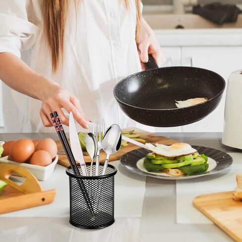 8 Pack Pen Holder for Desk, Black Metal Mesh Pencil Holders Small Trash Can Desktop Pen Holder Desk Accessories & Workspace Organizers for Home, Office, 3.8’’ Tall in Kuwait