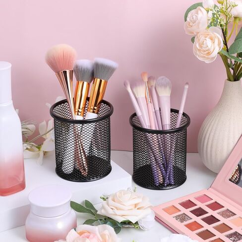 8 Pack Pen Holder for Desk, Black Metal Mesh Pencil Holders Small Trash Can Desktop Pen Holder Desk Accessories & Workspace Organizers for Home, Office, 3.8’’ Tall in Kuwait