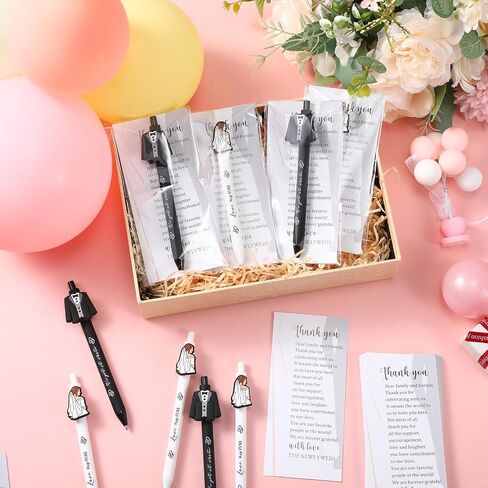 50 Sets Wedding Favors For Guests Bridal Shower Pens Love Ballpoint Pens With Thank You Cards Opp Bags Wedding Reception Party Favors Bridal Shower Gifts Supplies in Saudi Arabia