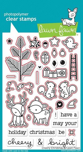 Lawn Fawn Cheery Christmas Clear Clear Set and Die Set - يشمل ختم واحد (LF1216) و Die (LF1217) حزمة 2 عناصر in Saudi Arabia