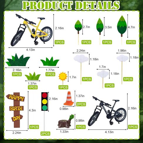 17pcs كعكة الدراجات أعلى القبعات الدراجة الكعك للدراجات لوازم حفلة عيد ميلاد على طابع الدراجات in Kuwait