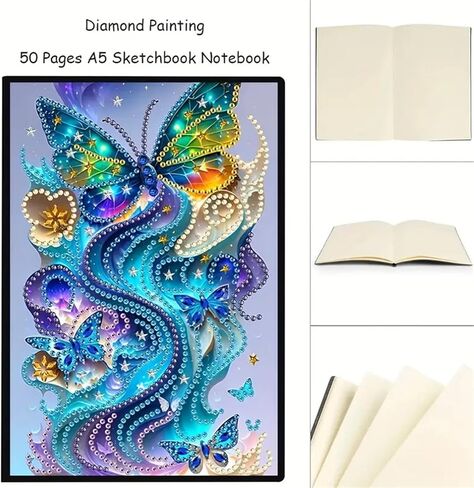زهرة الماس دفتر ملاحظات للبالغين ، A5 Diamonds Art Journal و DIY Sketchbook ، مستلزمات Art Kit Diamond ، هدية للمبتدئين ، عشاق الحرفية ، الفنانين. (ورد) in Saudi Arabia