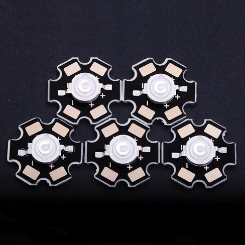 5Pcs 3W Blacklight Bright 410nm UV High Power LED Chip with Aluminum Plate 20mm Star PCB Base Heat Sink Ultraviolet Bulbs Lamp Chips Replacement(Purple 405nm-410nm,DC 3.2-3.6V,700mA) in Saudi Arabia