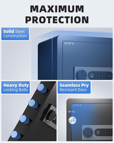 دايي بيومتريك بصمات الأصابع الآمنة ، 2.0 قدم مكعب من الخزائن المنزلية مع حقيبة مقاومة للحريق ، أمن لوحة اللمس الرقمي آمنة مقابل المال المستندات النقدية ، نظام الإنذار المزدوج - DF -45 in Kuwait