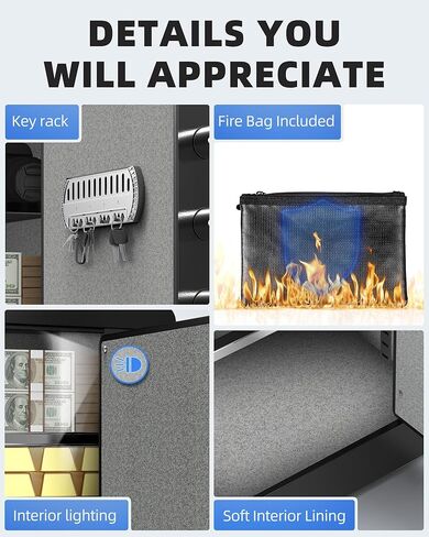 دايي بيومتريك بصمات الأصابع الآمنة ، 2.0 قدم مكعب من الخزائن المنزلية مع حقيبة مقاومة للحريق ، أمن لوحة اللمس الرقمي آمنة مقابل المال المستندات النقدية ، نظام الإنذار المزدوج - DF -45 in Kuwait