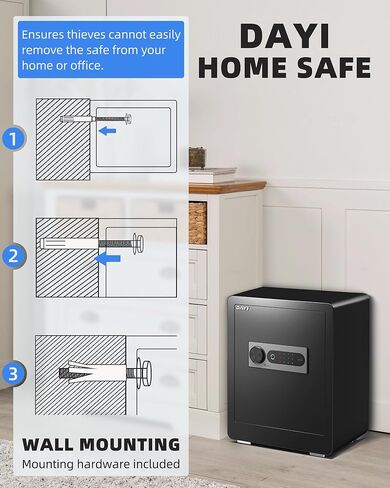 دايي بيومتريك بصمات الأصابع الآمنة ، 2.0 قدم مكعب من الخزائن المنزلية مع حقيبة مقاومة للحريق ، أمن لوحة اللمس الرقمي آمنة مقابل المال المستندات النقدية ، نظام الإنذار المزدوج - DF -45 in Kuwait