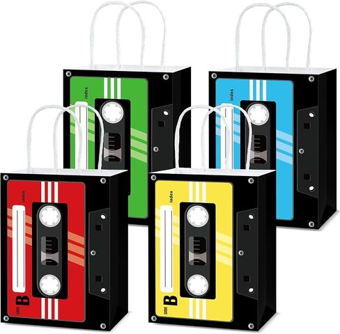 12 PCS Cassette Tape Paper Gift Facs 70s 80s 90s party supplies retro paper goadies treat forp exps music music airmed birthday scensions for retro hip hop hop decorations in Saudi Arabia