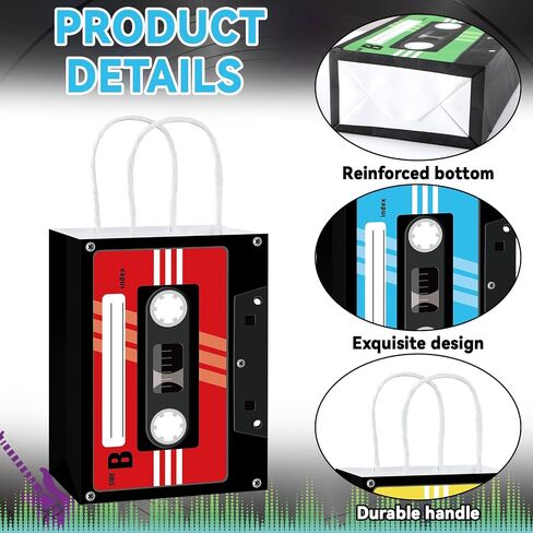 12 PCS Cassette Tape Paper Gift Facs 70s 80s 90s party supplies retro paper goadies treat forp exps music music airmed birthday scensions for retro hip hop hop decorations in Saudi Arabia