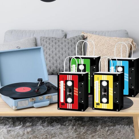 12 PCS Cassette Tape Paper Gift Facs 70s 80s 90s party supplies retro paper goadies treat forp exps music music airmed birthday scensions for retro hip hop hop decorations in Saudi Arabia