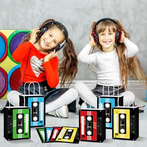 12 PCS Cassette Tape Paper Gift Facs 70s 80s 90s party supplies retro paper goadies treat forp exps music music airmed birthday scensions for retro hip hop hop decorations in Saudi Arabia
