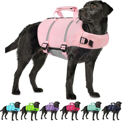 AOFITEE Small Dog Life Jacket, High Buoyancy Dog Life Vest for Swimming, XS Puppy Swimming Vest, Reflective Dogs Swimsuit with Back Zip and Rescue Handle, Pet Lifesaver for Small Medium Large Dogs in Saudi Arabia