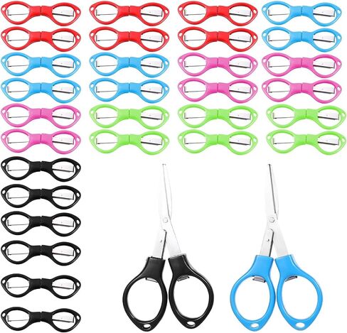 30 Pcs Mini Folding Scissors Small Foldable Travel Stainless Steel Portable Shears Bulk Badge Scissors for Nurses Glasses Shaped Anti Rust Sewing Cutter for Nurse Week Gifts School Office in Saudi Arabia