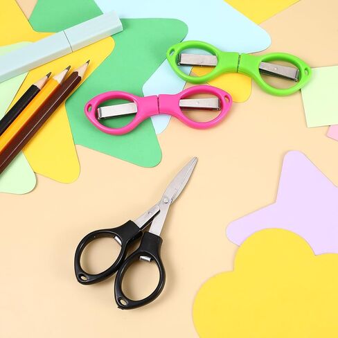 30 Pcs Mini Folding Scissors Small Foldable Travel Stainless Steel Portable Shears Bulk Badge Scissors for Nurses Glasses Shaped Anti Rust Sewing Cutter for Nurse Week Gifts School Office in Saudi Arabia