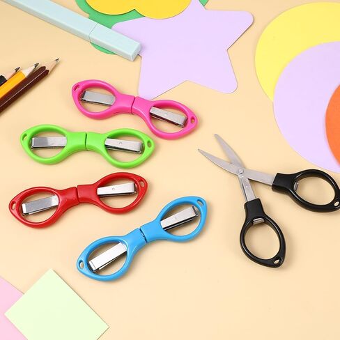 30 Pcs Mini Folding Scissors Small Foldable Travel Stainless Steel Portable Shears Bulk Badge Scissors for Nurses Glasses Shaped Anti Rust Sewing Cutter for Nurse Week Gifts School Office in Saudi Arabia