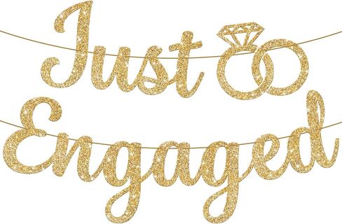 KatchOn, Glitter Gold Just Engaged Banner - 10 Feet, No DIY | Engagement Banner for Just Engaged Decorations | Engagement Party Decorations | Party Decorations in Saudi Arabia