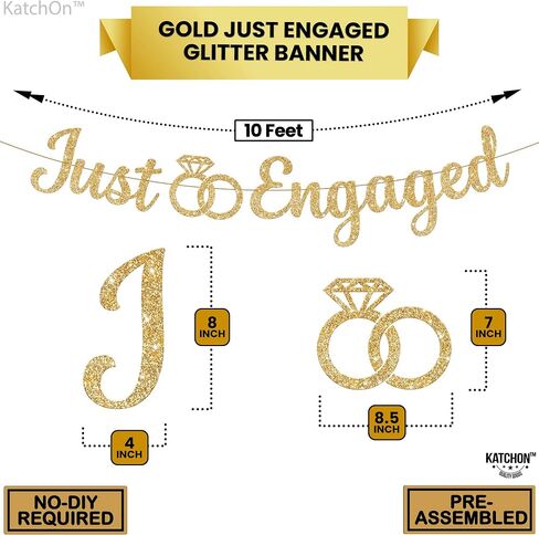 KatchOn, Glitter Gold Just Engaged Banner - 10 Feet, No DIY | Engagement Banner for Just Engaged Decorations | Engagement Party Decorations | Party Decorations in Saudi Arabia