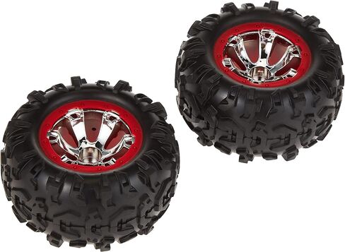 Traxxas 7272 1/16 Canyon في الإطارات مسبقًا على الكروم ، عجلات الجيود ، على غرار Beadlock Red (زوج) in Saudi Arabia