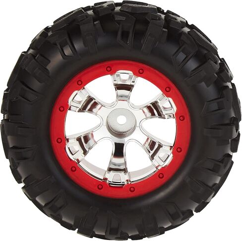 Traxxas 7272 1/16 Canyon في الإطارات مسبقًا على الكروم ، عجلات الجيود ، على غرار Beadlock Red (زوج) in Saudi Arabia