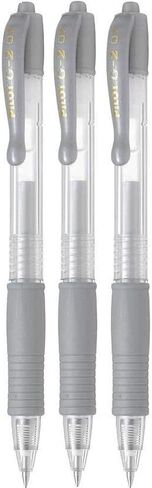 Pilot G2 07 Metallic Silver Fine Retractable Gel Ink Pen Rollerball 0.7mm Nib Tip 0.39mm Line Width Refillable BL-G2-7 (Pack of 3) in Saudi Arabia