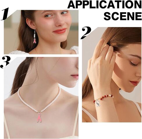 SUNNYCLUE 1 Box 100Pcs 2 Style Ribbon Charms Breast Cancer Awareness Charms Bulk Pink Silver Ribbon Breast Cancer Hope Pendants for Jewelry Making DIY Earrings Bracelet Necklace in Saudi Arabia