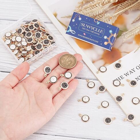 Sunnyclue 1 Box 100pcs الوقت ساعة السحر السحر سحر المينا سبيكة العتيقة العتيقة أسود أبيض السحر عيد الميلاد سحر المجوهر in Saudi Arabia