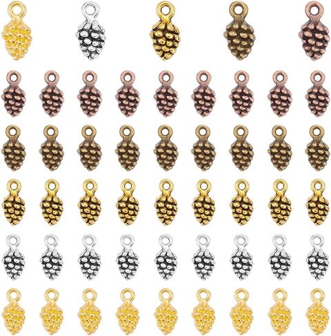 UNICRAFTALE Bulk Tiny Pine Cone Charms Tibetan Style Pinecone Pendants Christmas Charms Beads Pendants Fall Autumn Harvest Charm Thanksgiving Charm for DIY Crafts Jewelry Making in Saudi Arabia