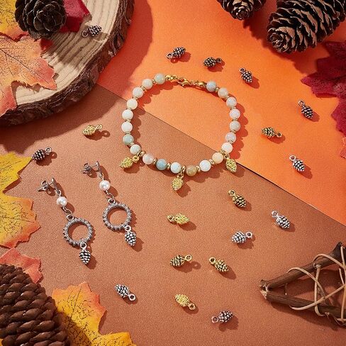 UNICRAFTALE Bulk Tiny Pine Cone Charms Tibetan Style Pinecone Pendants Christmas Charms Beads Pendants Fall Autumn Harvest Charm Thanksgiving Charm for DIY Crafts Jewelry Making in Saudi Arabia