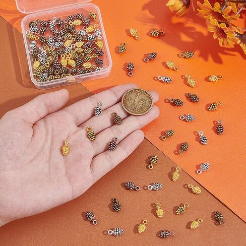UNICRAFTALE Bulk Tiny Pine Cone Charms Tibetan Style Pinecone Pendants Christmas Charms Beads Pendants Fall Autumn Harvest Charm Thanksgiving Charm for DIY Crafts Jewelry Making in Saudi Arabia