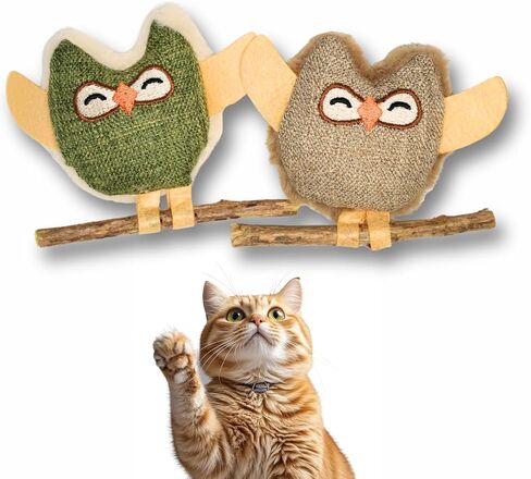 ألعاب Catnip & Silvervine المشي على شكل بومة-ألعاب القط الصديقة للبيئة مع لعبة مضغ القطط القابلة للتصميم القابلة للتصميم للقطط والقطط البالغة (مجموعة من 2) in Kuwait