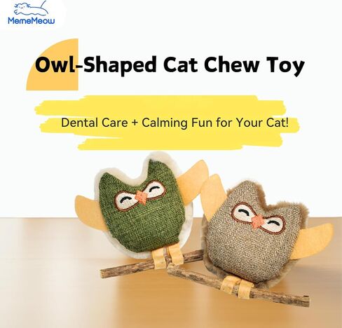ألعاب Catnip & Silvervine المشي على شكل بومة-ألعاب القط الصديقة للبيئة مع لعبة مضغ القطط القابلة للتصميم القابلة للتصميم للقطط والقطط البالغة (مجموعة من 2) in Kuwait