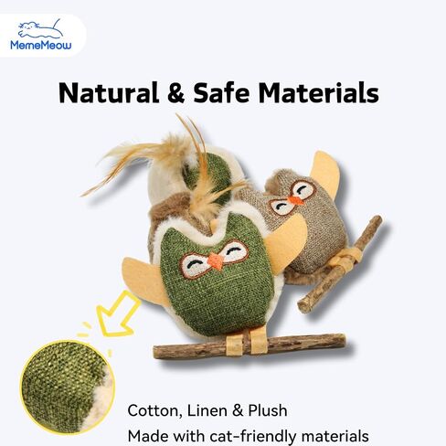 ألعاب Catnip & Silvervine المشي على شكل بومة-ألعاب القط الصديقة للبيئة مع لعبة مضغ القطط القابلة للتصميم القابلة للتصميم للقطط والقطط البالغة (مجموعة من 2) in Kuwait