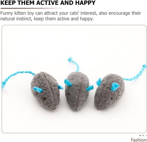 Logofun 4pcs Plush Cat Mouse Toys فئران هريرة مضغ لعبة لمستلزمات الحيوانات الأليفة - الرمادي+البيج in Saudi Arabia