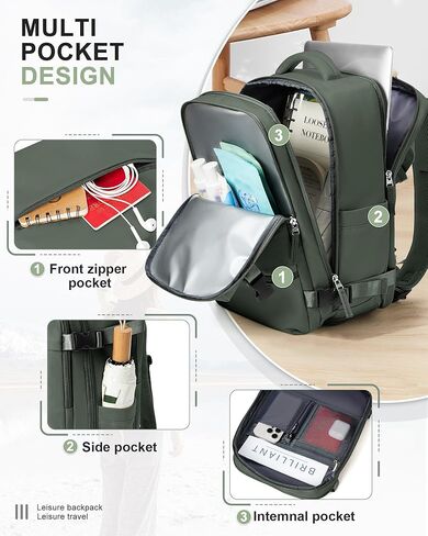 Travel Backpack for Women Men, Flight Approved Carry on Backpack with Shoe Compartment, Waterproof Laptop Backpack Personal Item Travel Bag - Ideal for Weedender, Hiking, Sport & Gym, Beige with Brown in Kuwait